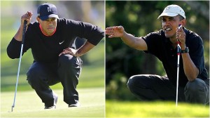 Tiger er ein af fáum „celebrities" sem spilað hafa golf við forsetann
