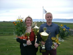 Árný Lilja Árnadóttir og Oddur Valsson, klúbbmeistarar GSS 2013. Mynd GSS