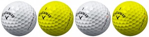 Hægt er að fá Callaway golfboltana í gulu og hvítu