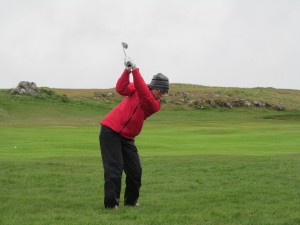 Karen Guðnadóttir, GS, stóð sig vel eins og alltaf! Hér er hún á 10. braut í dag! Mynd: Golf1
