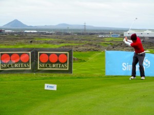 Bjarki Pétursson competed against Kristján Þór Einarsson in the Men´s Finals. Here Bjarki is on the 10th tee of Golf Club Keilir in Hafnarfjörður. Photo: Golf 1