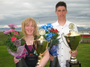 Árny Lilja Árnadóttir og Arnar Geir Hjartarson, klúbbmeistarar GSS 2014. Mynd: GSS