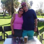 Afmæliskylfingurinn ásamt eiginmanni í golfi á Spáni. Mynd: Í eigu Oddnýjar