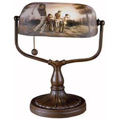 Golfmynd handmáluð á lampa