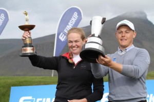 Signý Arnórsdóttir, GK og Þórður Rafn Gissurarson, GR Íslandsmeistarar í höggleik 2015. Mynd: GSÍ