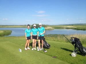 Þátttakendur í The Ladies British Open Amateur. F.v.: Guðrún Brá Björgvinsdóttir, GK; Sunna Víðisdóttir, GR og Ólafía Þórunn Kristinsdóttir, GR. Mynd: GSÍ