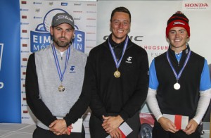 F.v.: Andri Þór, GR; sigurvegarinn, Axel, GK og Tumi Hrafn Kúld, GA. Mynd: GSÍ