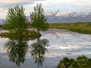 Eyjafjallajökull tignarlegur - séð frá 4. braut Hellishóla. Mynd: Golf 1