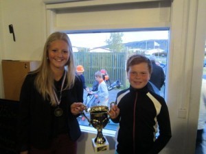 Kristín María Þorsteinsdóttir, GKJ og Kristófer Karl Karlsson, GKJ þóttu efnilegust 2012. Mynd: GKJ